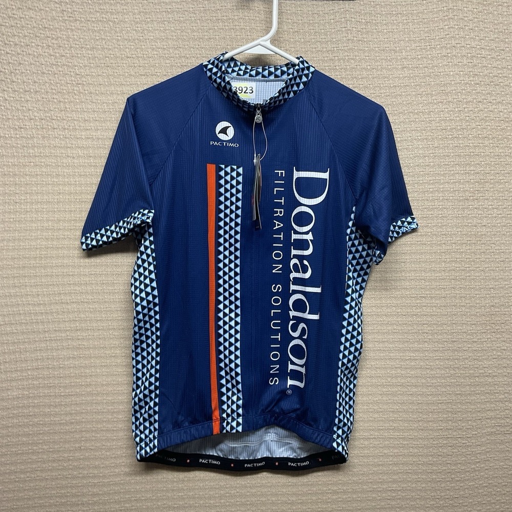 Pactimo Men's Cycling Jersey size Medium Blue Short‎ Sleeve 1/3  Zip 3 Pocket